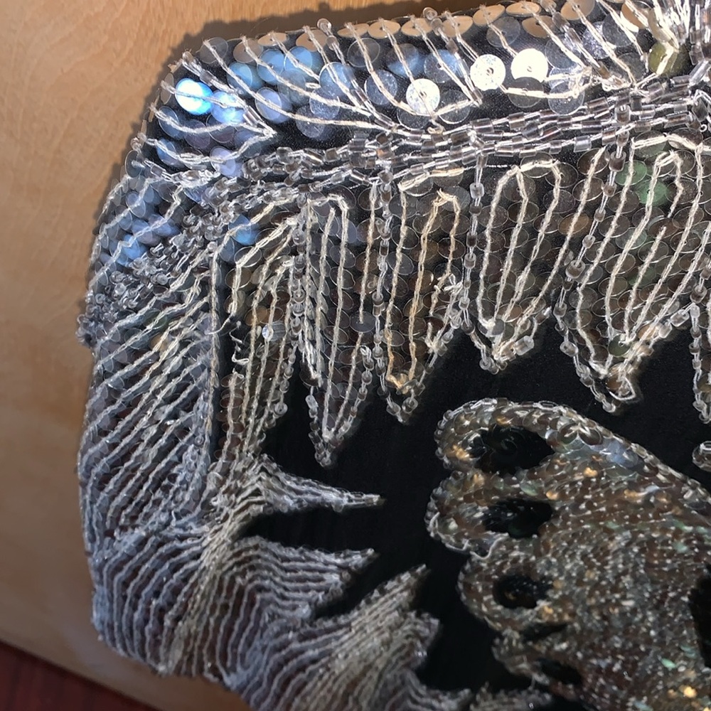 Vintage Silk Butterfly Sequin, beaded blouse - Picture 8 of 11